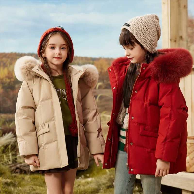RAISE Children Girls Duck Down Jacket Waterproof Thick Warm Winter Jacket For 512Y Girls Junior Kids Girls Faux Fur Hooded Coat Y251023