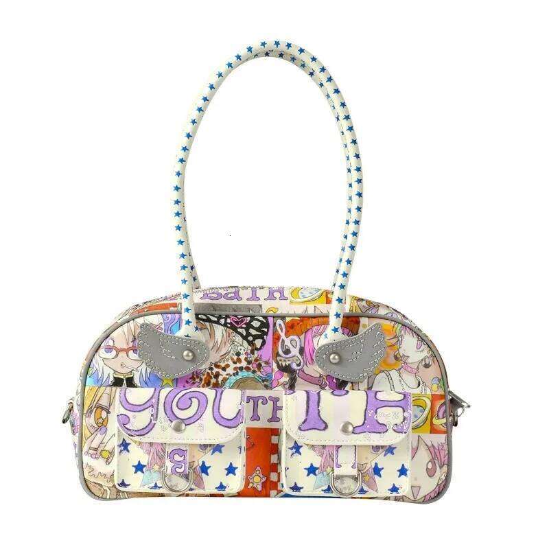 Oliwa Graphic Wings Shoulder Bag Women Korean Fashion Brands Designer Handbags New Cute Cartoon Printing Female Bags