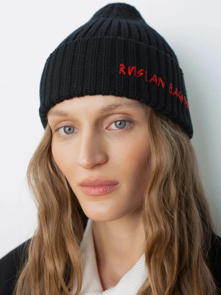 Winter Wool Knit Beanie Hat for Men and Women Thick Warm Embroidered Letter Knitted Cap Unisex Fashion Cold Weather Hat 251020