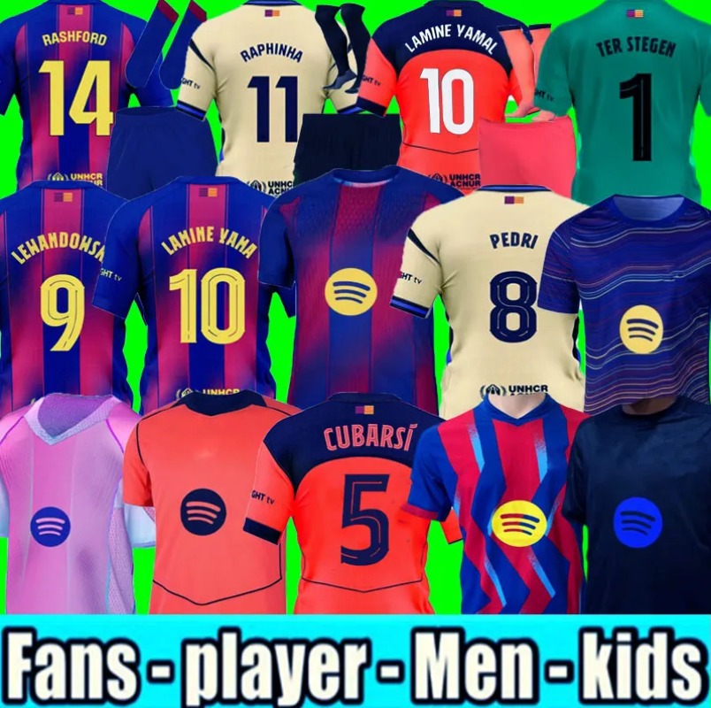 2025 2026 LAMINE YAMAL RAPHINHA soccer jerseys 25 26 Edition FERRAN BARCALONA GAVI ERIC LEWANDOWSKI PEDRI CUBARSI Cactus Jack KOUNDE kids kit socks football