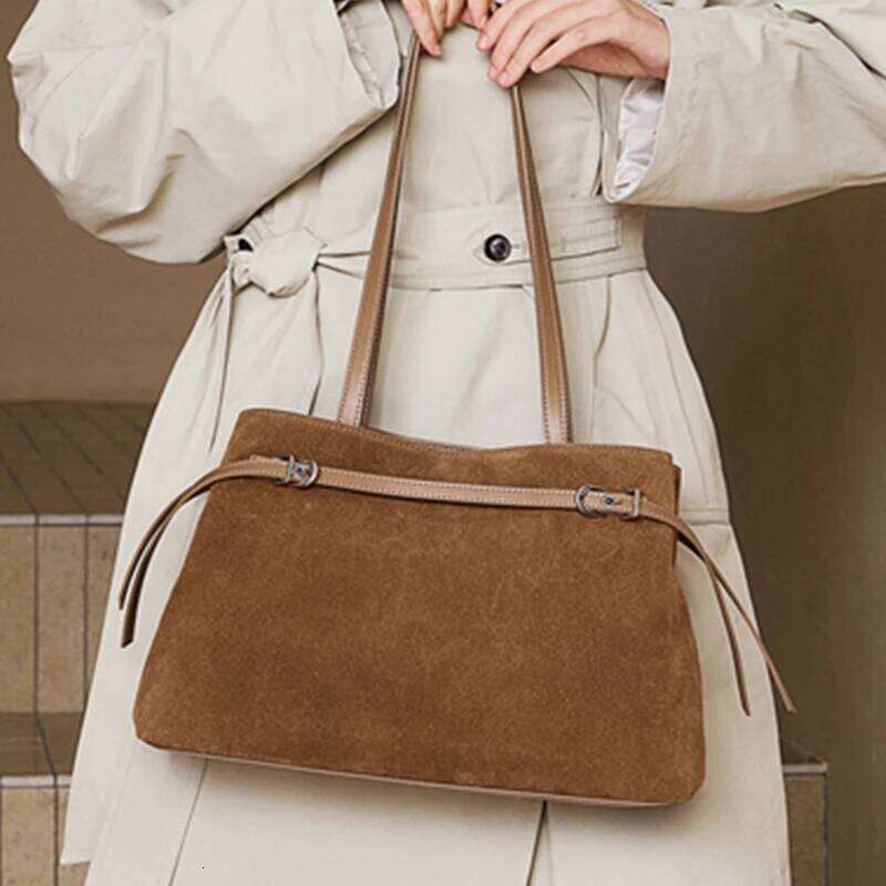 Hifashion Cowhide Suede Genuine Leather Large Tote Shoulder Bags For Women 2025 Designer Matte Shopping Ladies Handbags