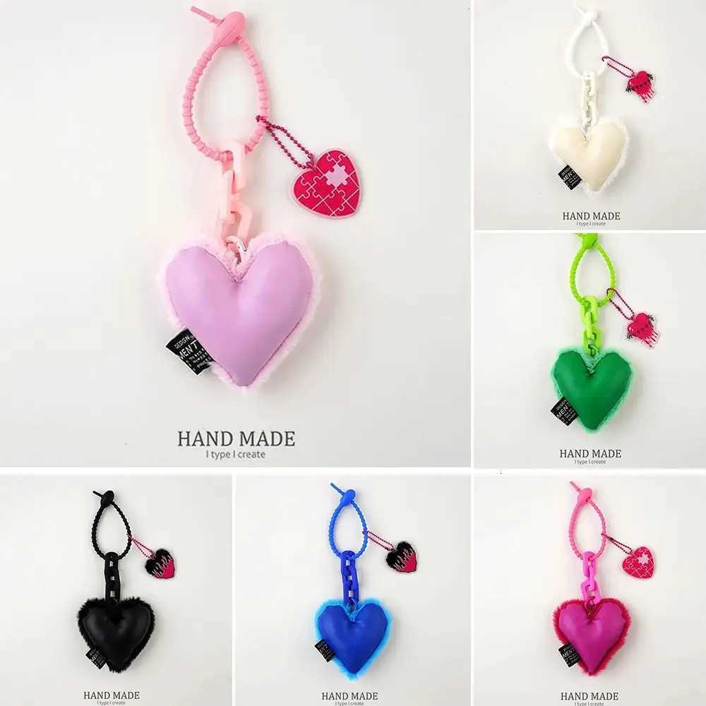 Cute Plush Heart Pendant with Silicone Cord Lightweight Heart Keychain Hanging Ornament Bag Pendant Bag Accessories Z251023