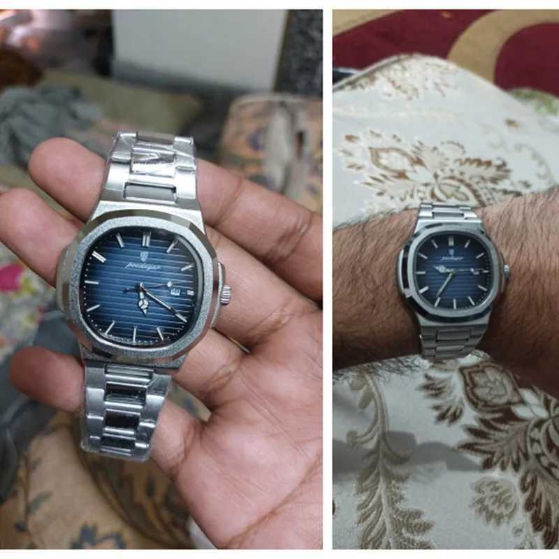 POEDAGAR Classic Blue Watch Business Waterproof Male Clock Luminous Date Stainless Steel Square Quartz Men Watch reloj hombreL251023