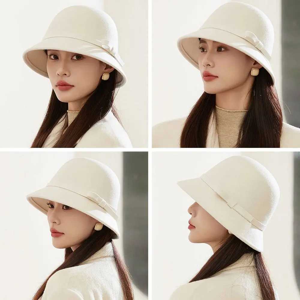 Soft Autumn Winter Wen Felt Fes Hat Vintage Bowknot Ladies Hat De Felt Wedding Church Jazz Fa Bow BowrW251023