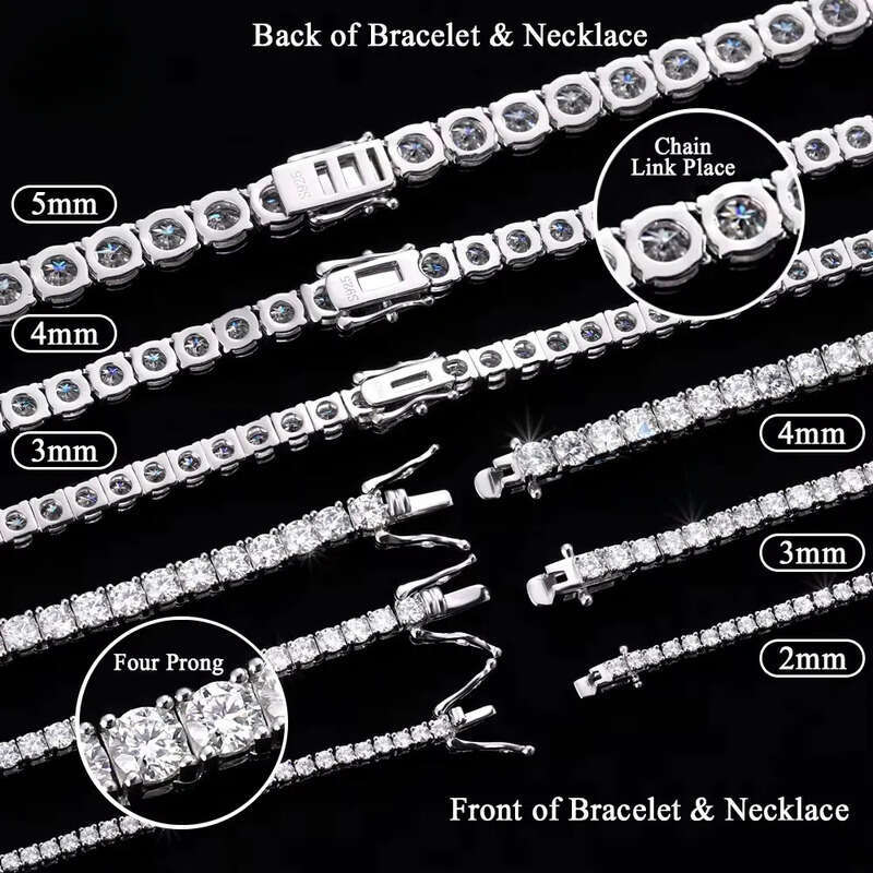 Hot Selling Hip Hop Fine Jewelry Necklaces Sterling Sier D VVS1 Dia Moissanite Tennis Chain Necklace Bracelet With GRA