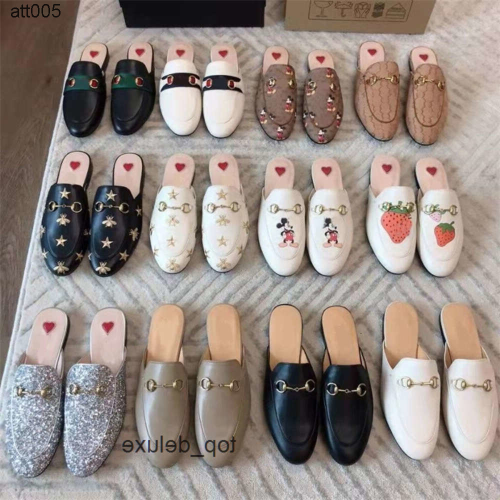 designer princetown slippers genuine leather mules women loafers metal chain casual shoe lace velvet slipper with box iomfа е11vg gucciis guccily gg B1HT