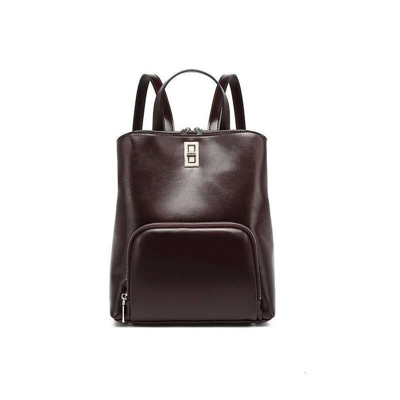 Top Layer Fashion New Handheld Travel Genuine Leather Large Capacity Simple Commuter Bag Cowhide Backpack High Quality