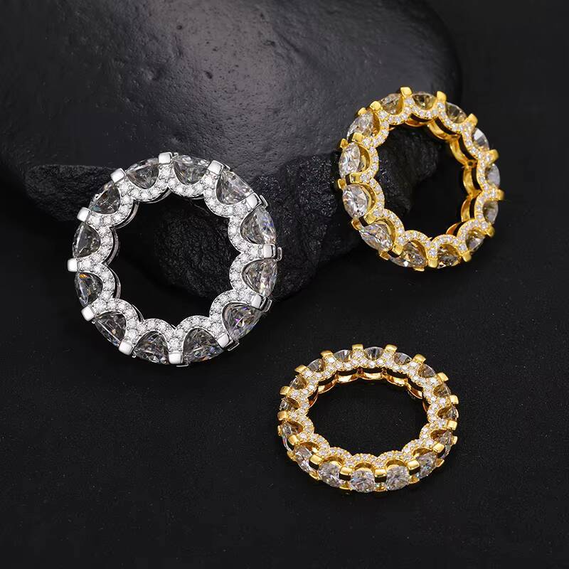 Wholesale High Quality Fashion Luxury Hip Hop Cuban Iced Out 925 Sterling Silver Moissanite Ring for Men and Women