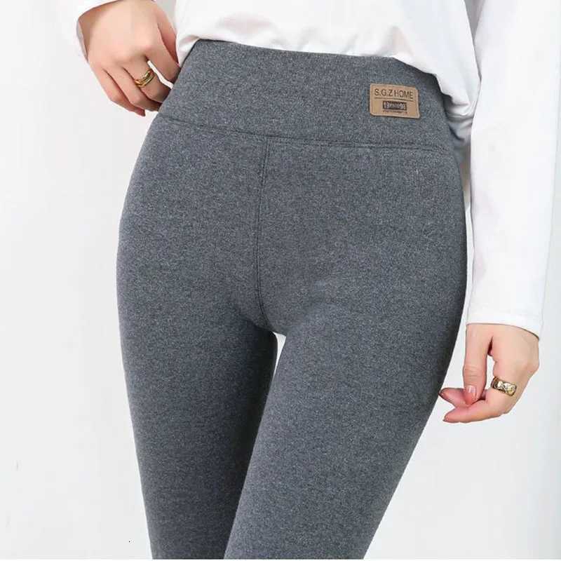 Fall Winter Warm Slim Pencil Leggings Women Casual Elastic High Waist Velvet Lined Pants Classic Solid Thicken Snow Wear CalcaT251023