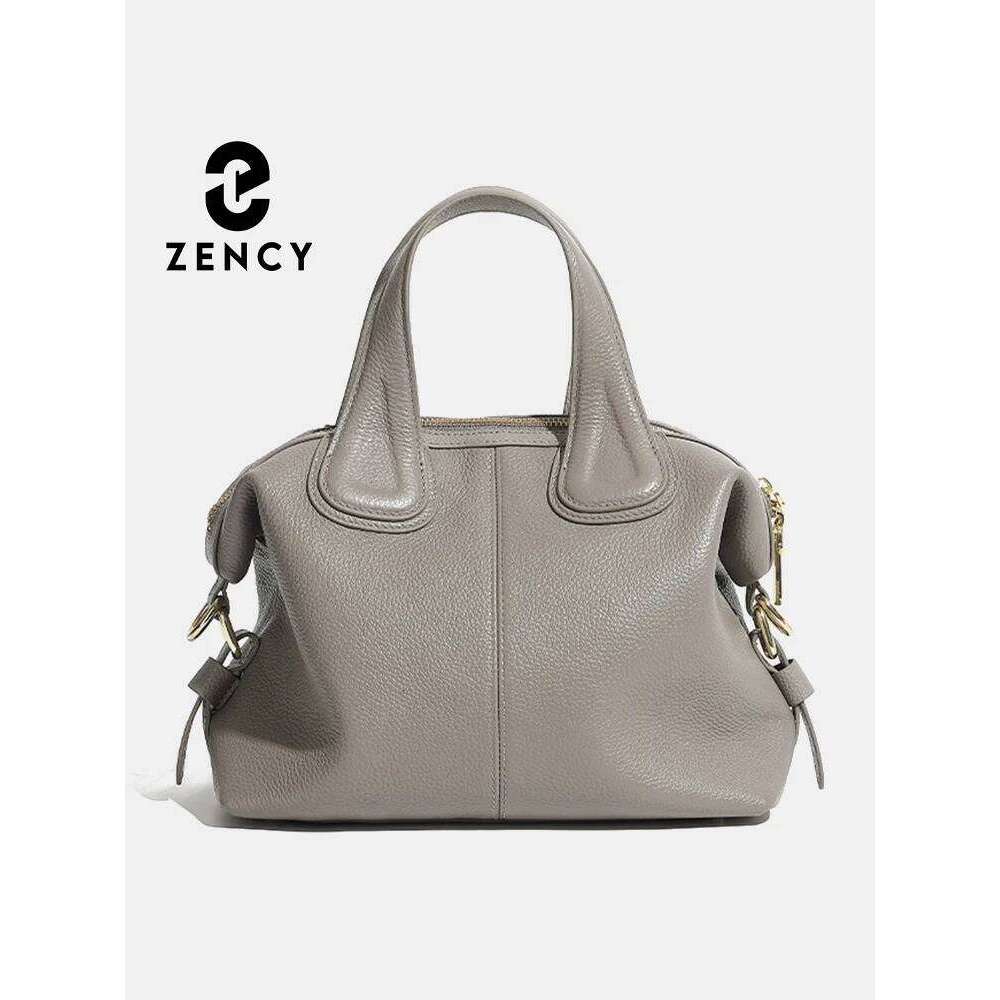 Zency 2 Straps Genuine Leather Top-handle For Women Vintage Boston Bag Shoulder Handbag Crossbody Large Capacity Bolsas 2025