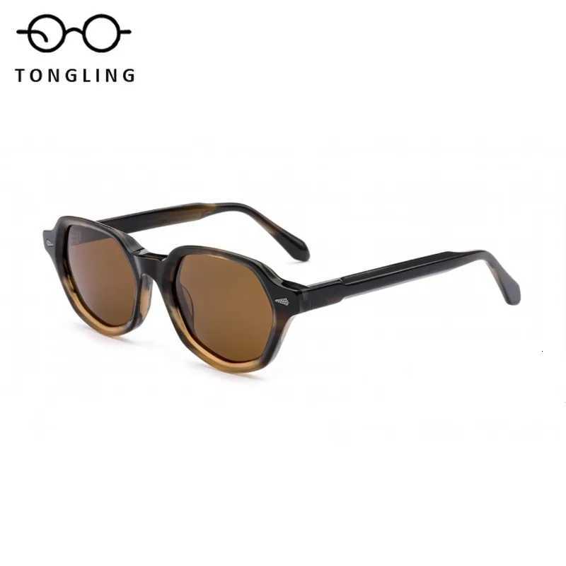 Polygonal Men Retro HighEnd Handcrafted Women HighQuality Acetate Fashionable Luxurious Trendy Outdoor UVResistant SunglassesW251023