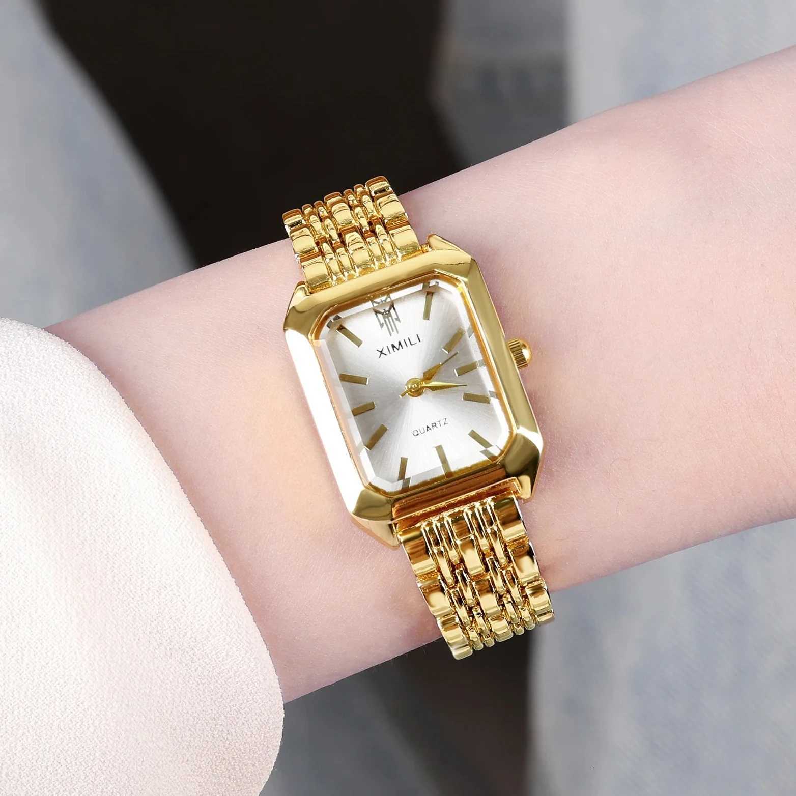 Hot Brand 316L Stainless Steel PVD Gold Color Strap Watch Women Luxury Gift Wristwatch Lady Fashion Simple Square Quartz WatchesL251023