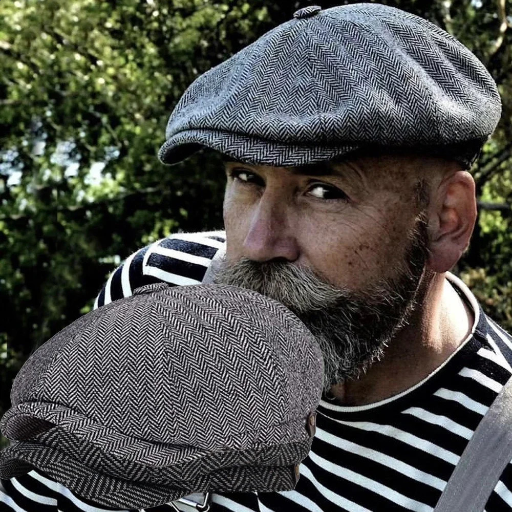Vintage Retro Caps Men British Painters Hats Fashion Autumn Winter Berets Herringbone Flat Cap Hip Hop Berets for Women Men 251021