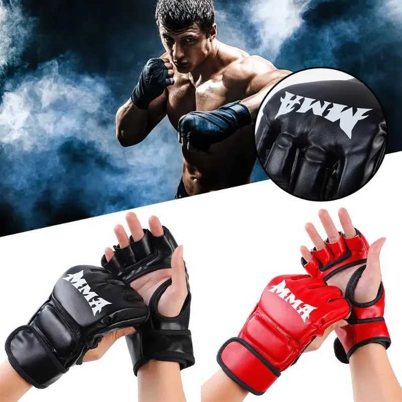 Half Finger PU Leather Boxing Training Gloves Free Fight Kick MMA Fighting Muay Thai Sports Sanda Glove Professional Equipment Y251023