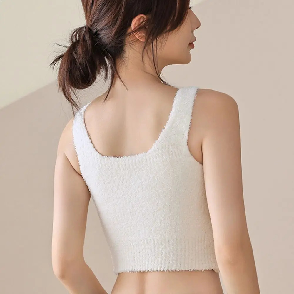 INS Trend Autumn Winter Tank Top Slim Fit With Breast Pad Small Top Fleece Camisole 251023