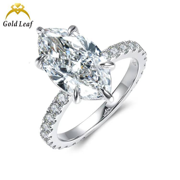 Customized Fine Jewelry 10K 14K 18K Gold Wedding Ring 05CT 3CT Marquise Cut D VVS Lab Grown Diamond Ring Engagement for Women