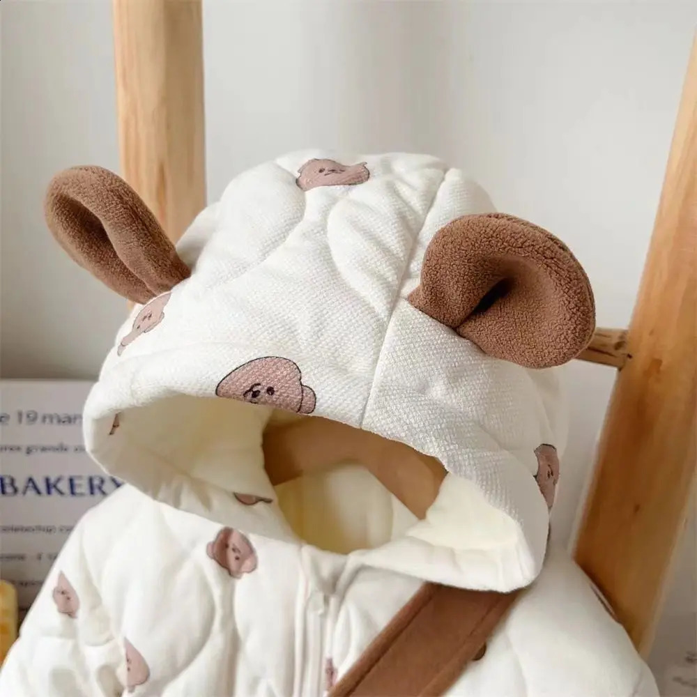 Winter Baby Snowsuit Cute Cartoon Warm Padded Romper 012M Boys Girls Outfit 251023