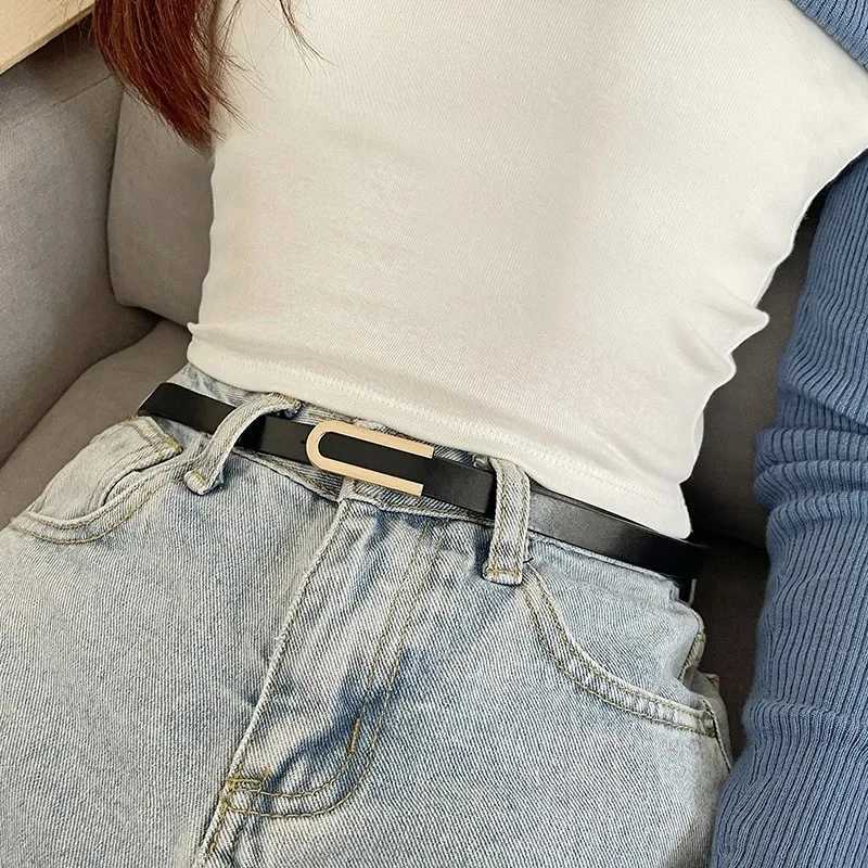 Womens Belt Fashion Ushaped Snap Button Thin Belt Versatile in All Seasons and Simple Youth Belt Paired with Jeans Women BeltXJ251023