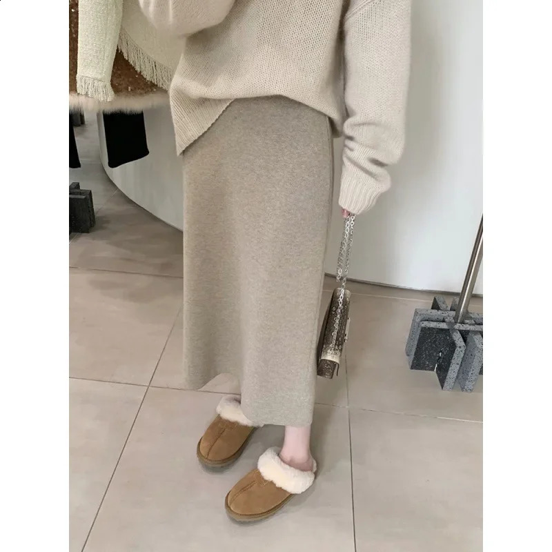 HighEnd FeelSoft and Supple Knit Skirt Womens MediumLength StraightLeg Bodycon HighWaisted A Line Dress 251022