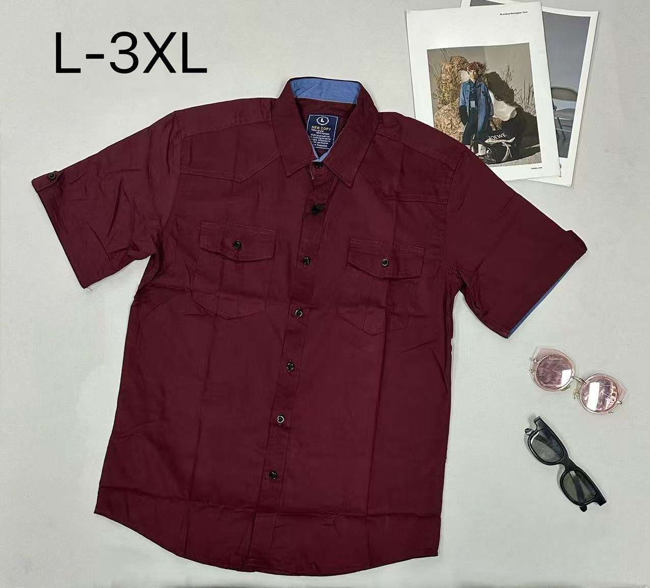 Men's Loose Solid Color Short-Sleeve Shirt, Multiple Colors Available Casual Button-Down, Breathable for Summer, Trendy Daily Wear - NO17