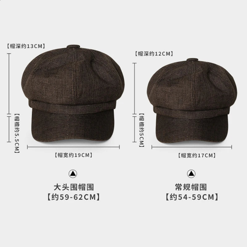 Big Head Plus Size Japanese Vintage Octagonal Beret Hat for Men Lightweight Wool Blend sboy Painter Caps MultiStyle Casual 251021