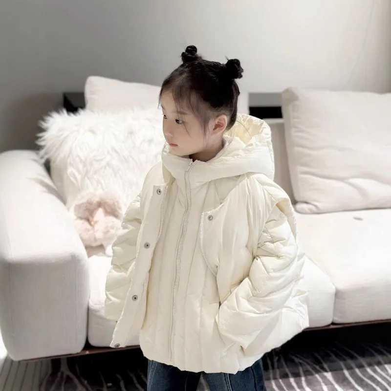 Childrens 2025 New Winter Three in One Down Cotton Jacket for Boys and Girls Hooded Thick Warm Cotton Jacket for 512 Years Old Y251023