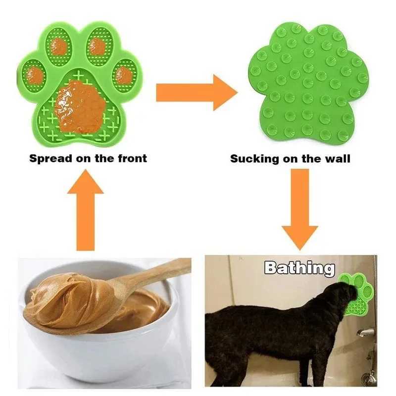 Dog Silicone Licking Pad Paw Shape Pet Slow Food Mat With Suction Cup Slow Food Pet Cat Dog Licking Mat Y251023