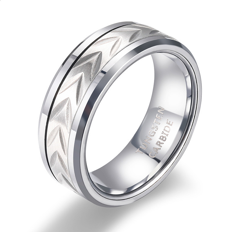 New Product 360Rotating Ring 8mm Width Mens silver Tungsten Steel