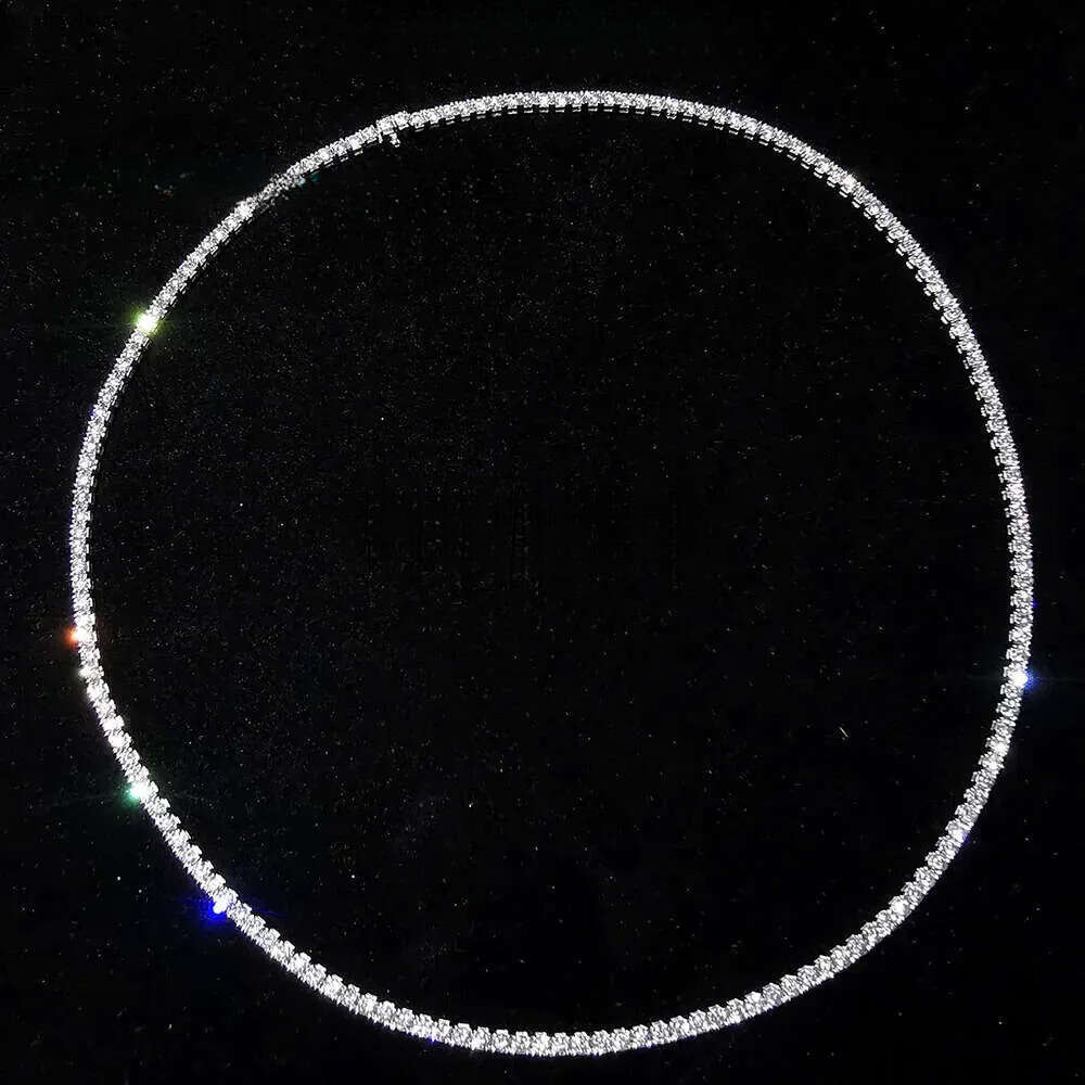 Style Design 14K Au585 Solid Pure White Gold Lab Grown Dia Moissanite Tennis Necklace for Women Wedding