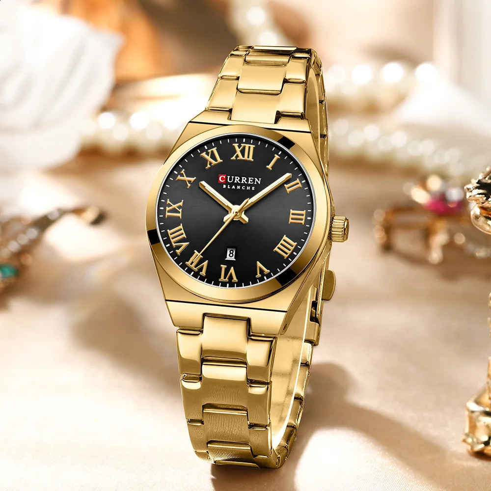 CURREN Women Watches Fashion Gold Stainless Stain Steel Ladies Watch Waterproof Quarzt Wristwatch Romatic Girlfriend Gift 251021