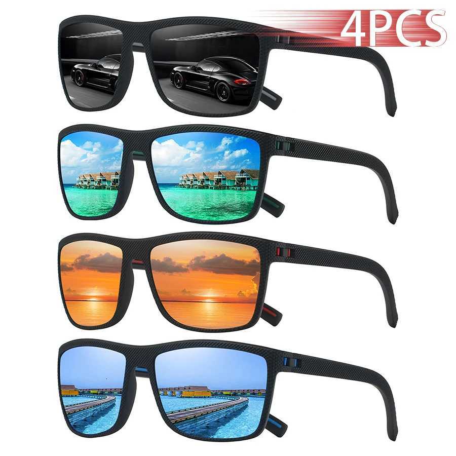 4 PCS Fashion Vintage Check Pattern Sunglasses Men Women Fishing Driving Man Luxury Brand Designer Sun Glasses UV400 EyewearW251023
