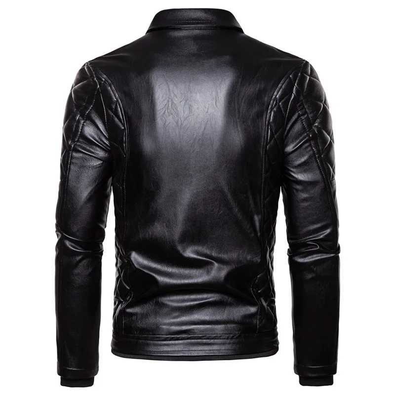 New Winter Fleece Motorcycle Leather Jacket Men Turn Down Fur Collar Slim Fit Warm PU Bomber Jackets Coats Mens Moto Biker Coat W251023