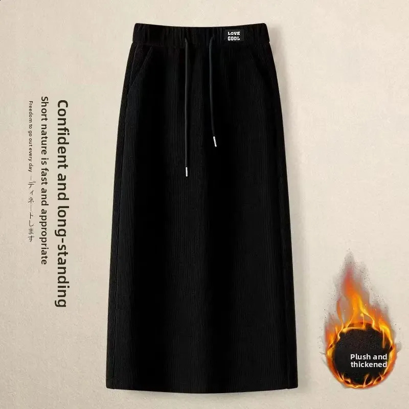Thickened Fleece Casual MidLength Corduroy A Line Skirt Warm Autumn Winter Womens Fashion Stylish Halflength Skirts 251022