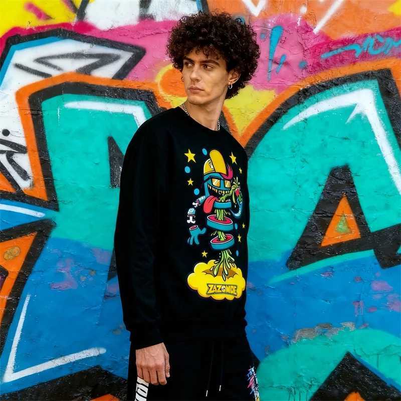 ZAZOMDE Mens Cotton Long Sleeve Tee Vintage Retro Cartoon Graphic Print Loose Fit Casual Street Style Humorous Design For MenXJ251023
