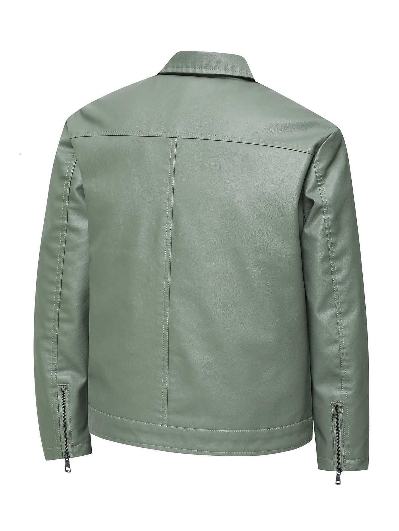 Mens Large Leather Jacket Fashion Collar PU Leather Motorcycle Slimming Cycling Coat New Men Waterproof Leather Jacket W251023