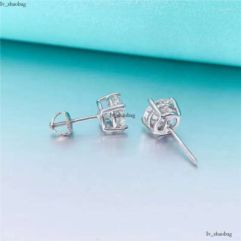 Stud Earrings 0.2-4CT 3-8mm Moissanite Screwback Women Sterg Sier 14K Gold Plated Moisanite Solitaire Pass