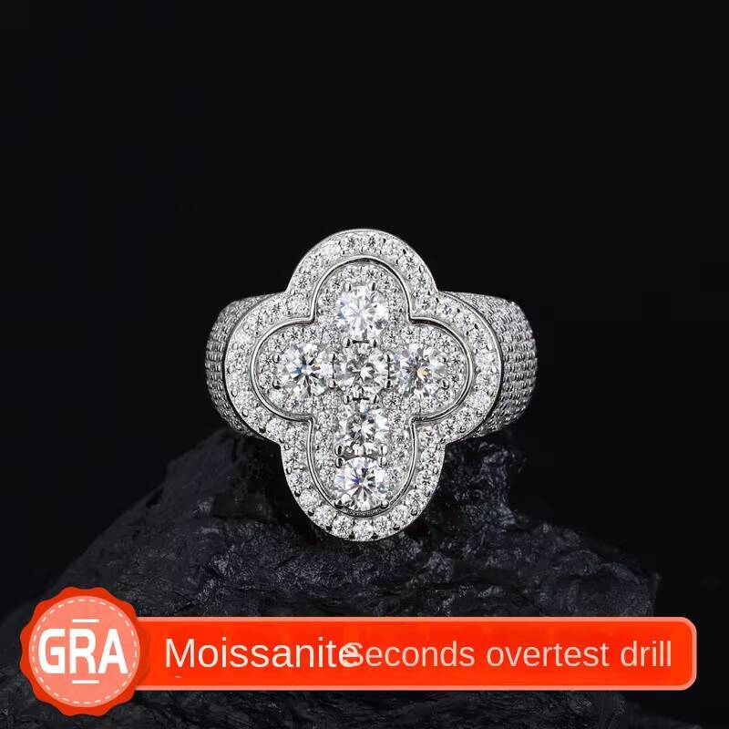 Hip Hop 925 Silver Moissanite Fine Jewelry Iced Bling Cross Ring for Men Women Valentines Day Prayer Gift Rings