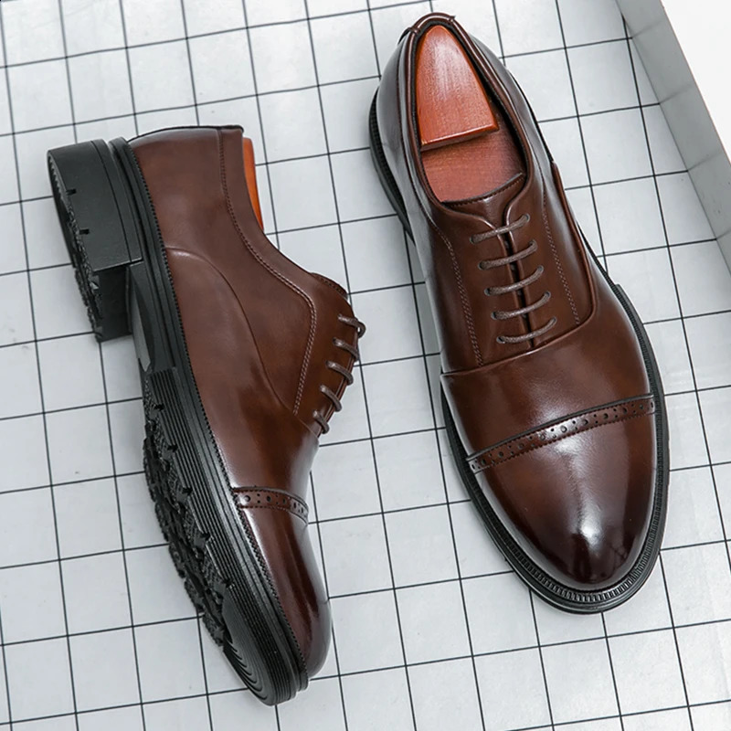Mens Dress Shoes High Quality Business British Social Formal Leather Shoes For Men Block Party Wedding Business Office Shoes 251022
