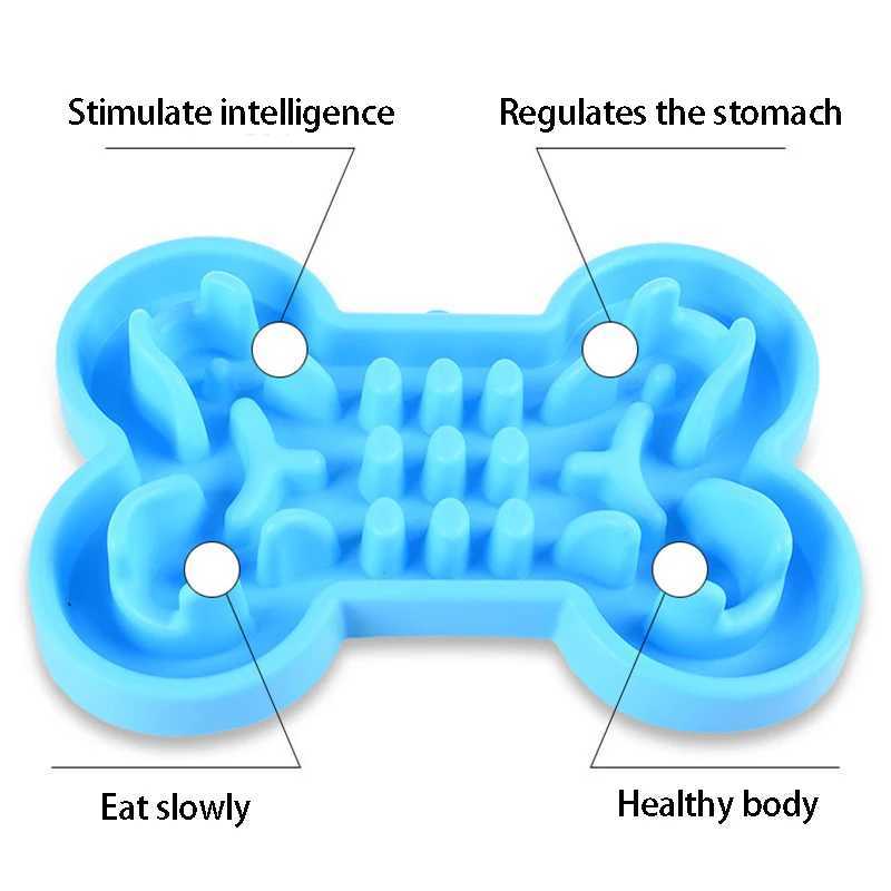 Pet Dog Bowl Healthy Soft rubber Slow Food Feeder AntiSlip AntiGulping Choke travel bowl for Cat dog Food feeding slow feeder Y251023