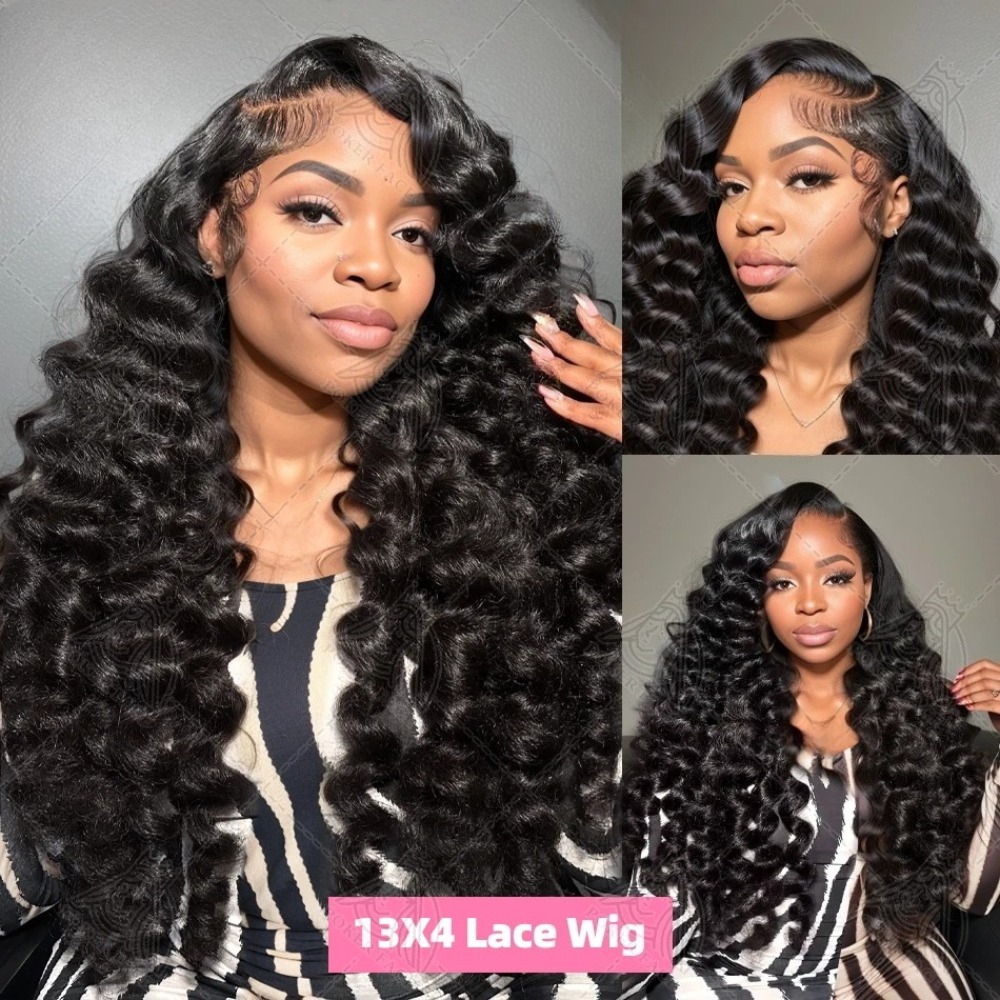 Black Deep Wave Frontal Wigs 13x4 13x6 HD Lace Front Wigs 30 Inches Curly Human Hair Wigs Brazilian Preplucked Ready To Wear Heat Resistant for Wemon