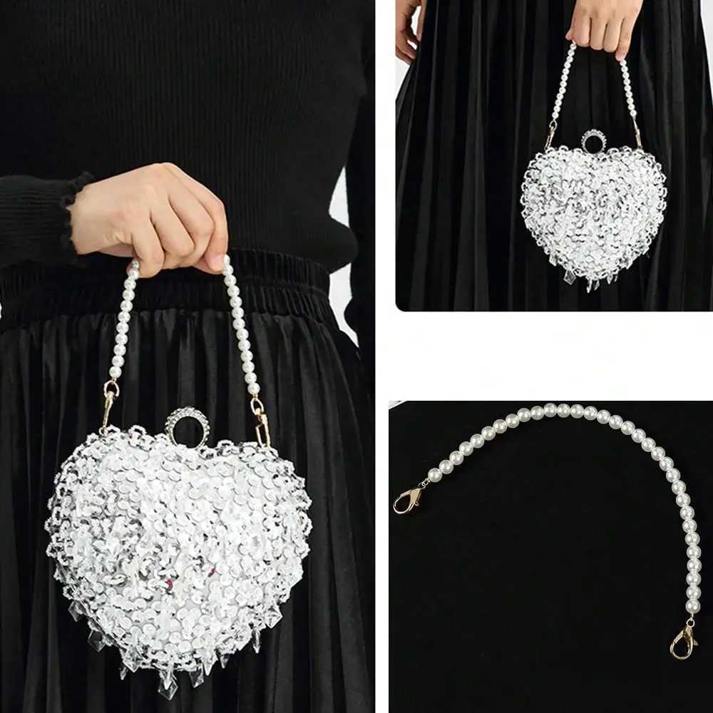 1Pcs Pearl Purse Chain Pearl Purse Strap Short Handle Replacement Bags Chain Strap Shoulder Chain Imitation Pearl Handbag Chain Z251023