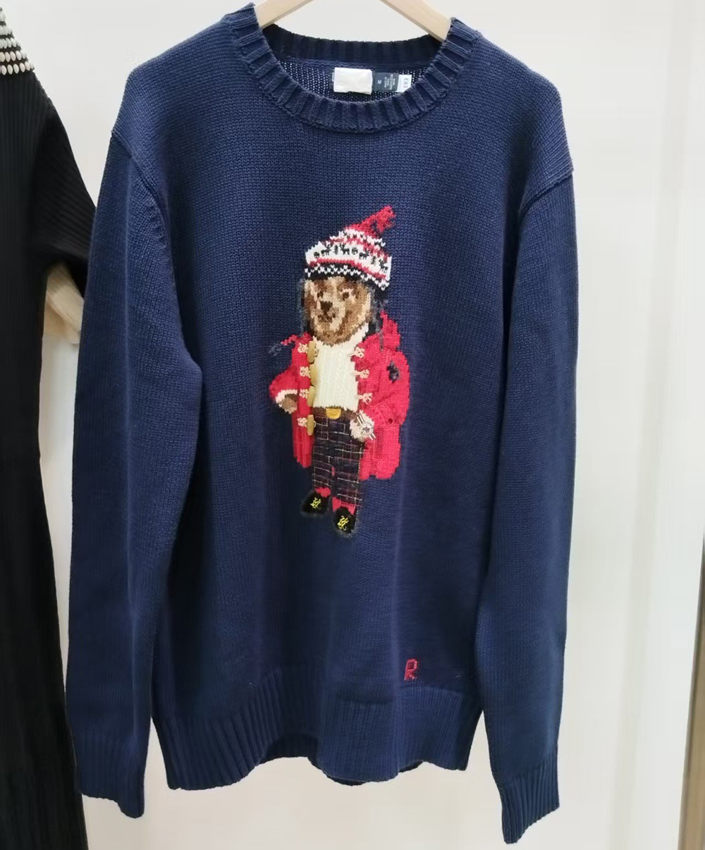 New Designer Womens Sweaters Ladies Knitted Crew Neck Sweater Jumpers American Flag Bear Trendy Winter HighEnd Comfortable Cotton Women Pullover Sweatshirt