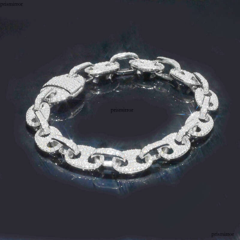 Custom Vvs Iced Out Baguette Moissanite Dia Cuban Link Chain Hip Hop Bracelet 14K Gold Sier Fine Jewelry Men 6mm 8mm 10mm