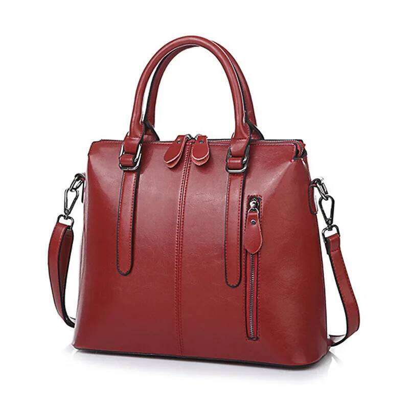 Genuine leather women's shoulder crossbody bags fashion designer ladies oil wax cowhide handheld bag female handbag