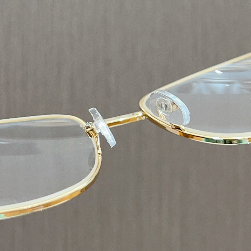 Metal Gold Frame Glasses Students, Suitable for Round Faces, Slimming Effect, Mesh Style, Can Be Paired with Prescription Lenses