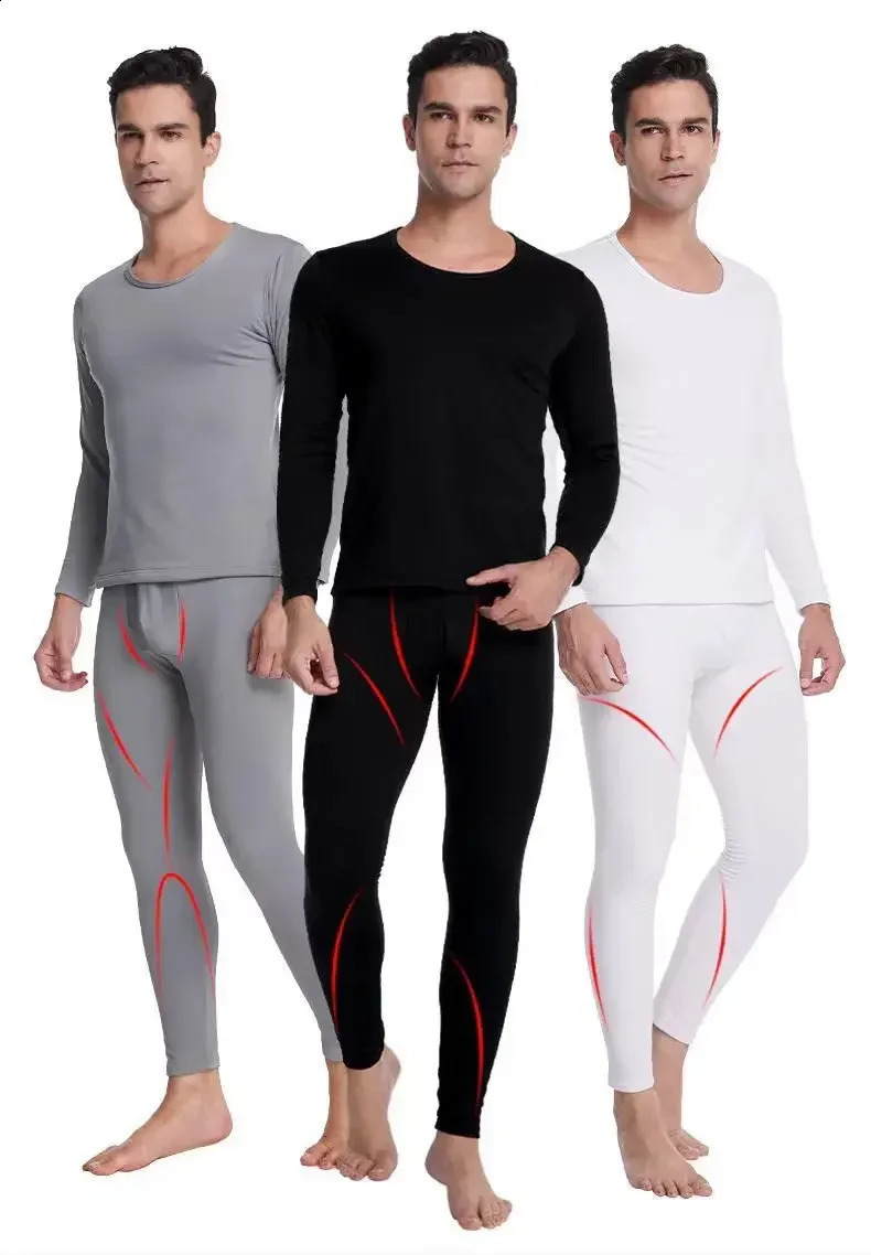Mens AutumnWinter Warm Underwear Pants Set Sports Basic Long Sleeve Home Elastic Base 251023