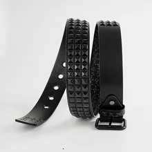 Punk style rivet belt set equipped with stainless steel square buckle PU panel material male and female pyramid rivet beltsXJ251023