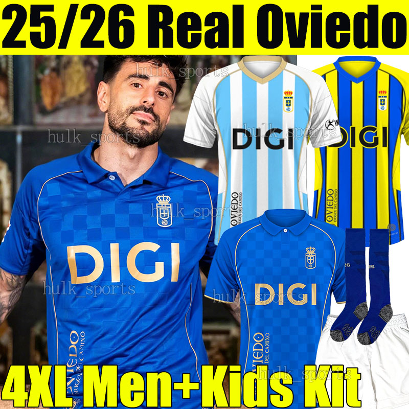 4XL 25/26 Real Oviedo RONDON Soccer Jerseys REINA ILIC DENDONCKER HASSAN CHAIRA BREKALO VINAS FORES EJARIA CAZORLA RAHIM COLOMBATTO men kids kits set Football Shirt