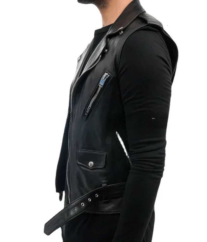Leather Camisole Knight Costume Men Medieval Leather Armor Sleeveless Vest Top Lace Up Leather Waistcoat W251023
