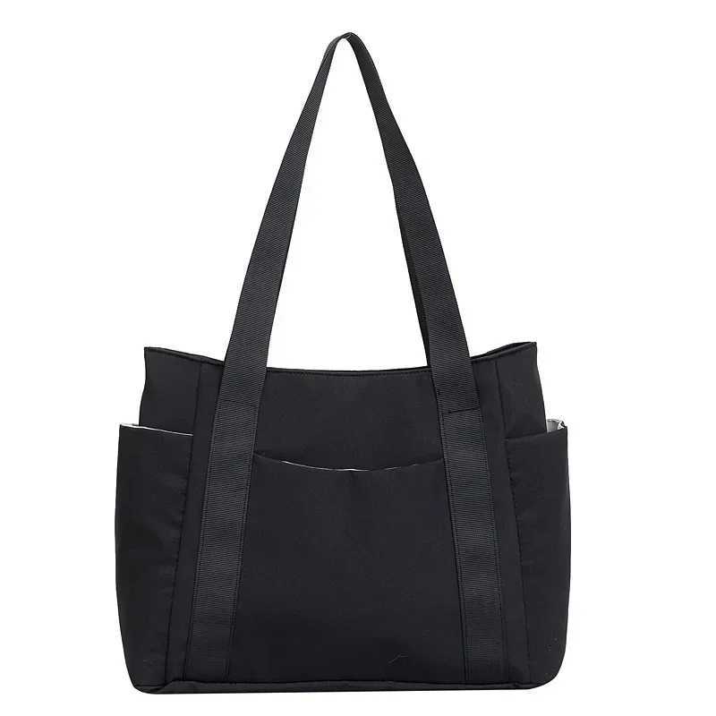 2024 New Womens Bag Solid Color Tote Bag Commuting Shoulder Bag Leisure Simple Mommy Go Out Bag Large Capacity Nylon HandbagL251023